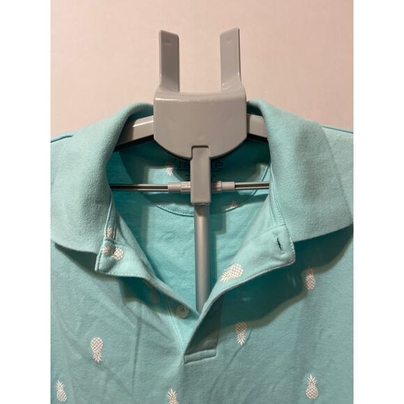 Tackle & Tides Men’s Aqua Blue Pineapple Print Polo Shirt Size M - Picture 4 of 9
